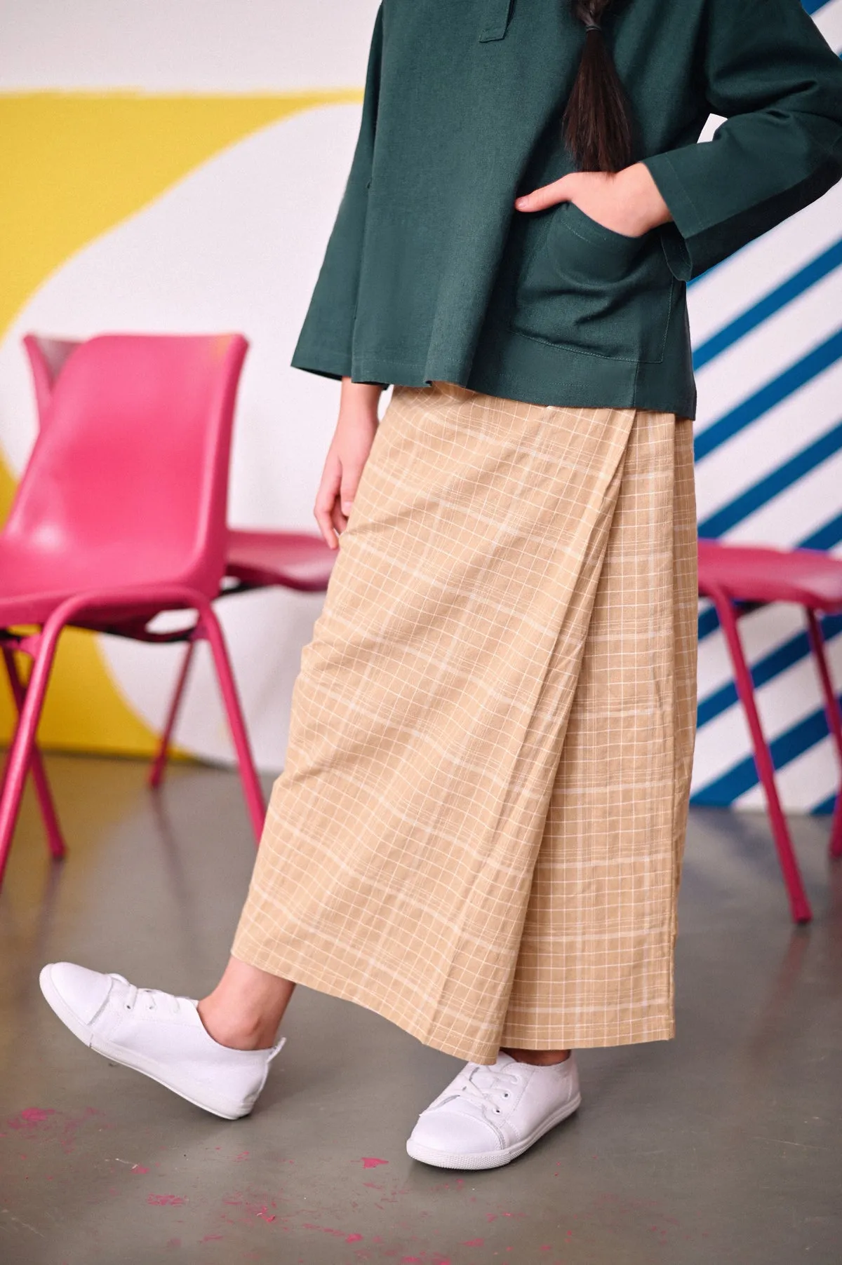 The Dulu Kita Folded Skirt - Kita Khaki Checked