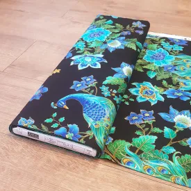 Timeless Treasures Peacocks and Flower Print Cotton Fabric