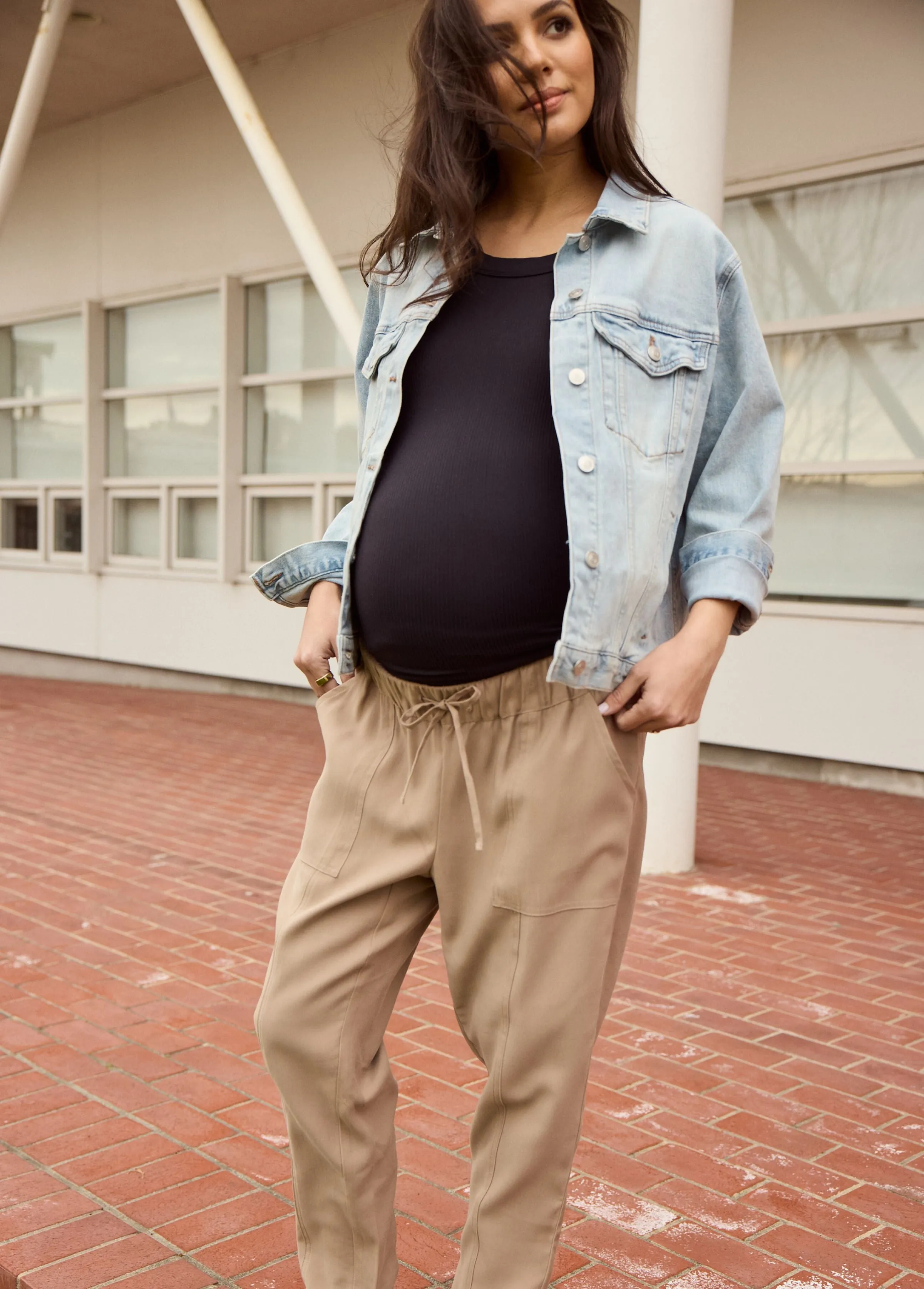 Twill Maternity Pants with Pockets