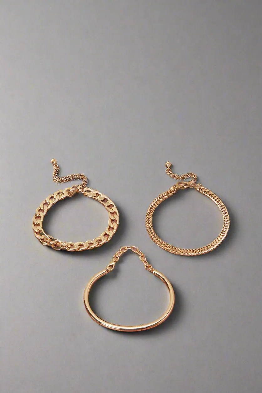 Women Gold Embellished Bracelet Set (Pack of 3)