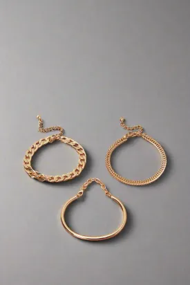 Women Gold Embellished Bracelet Set (Pack of 3)